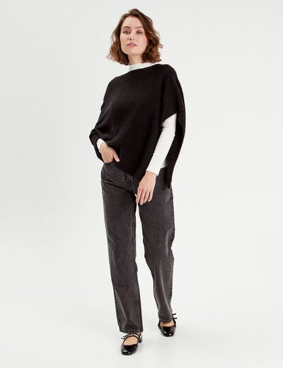 Poncho asymétrique noir femme