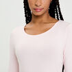 T-shirt uni &agrave; manches longues rose clair femme