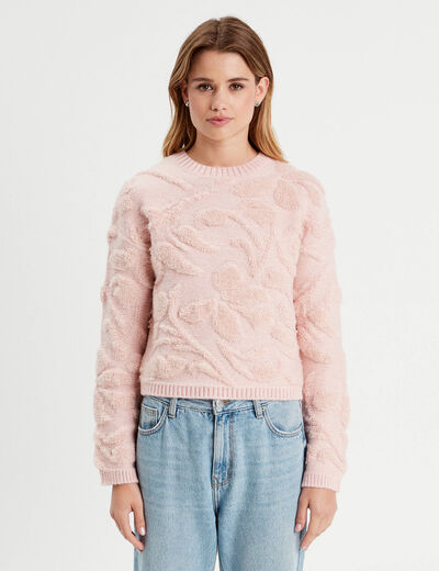 Pull manches longues rose clair femme