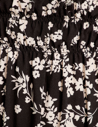 Robe longue évasée volants noir femme