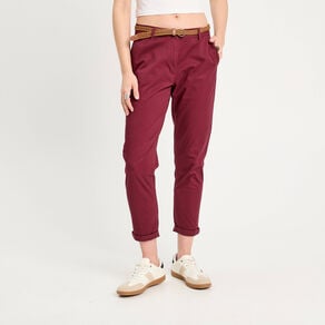 pantalon chino 78eme bordeaux femme Pantalon chino 7/8ème bordeaux femme