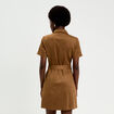 Robe boutonn&eacute;e aspect daim marron fonc&eacute; femme
