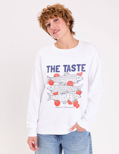 Sweat oversize manches longues blanc femme