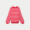 Pull ample col rond manches longues rouge femme