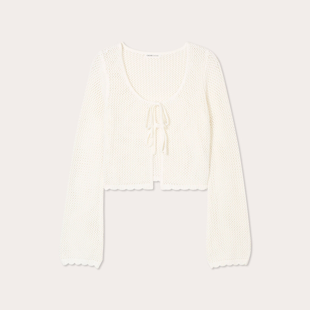 Gilet noué court ecru femme