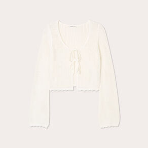 Gilet noué court ecru femme