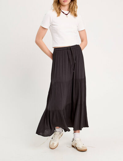 Jupe longue évasée noir femme