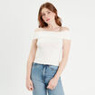 T-shirt col bardot ecru femme