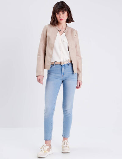 Veste droite zippée sable femme
