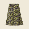 Jupe midi droite boutonnée noir femme