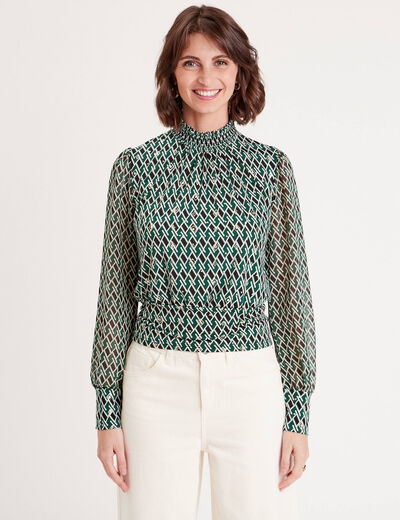 Blouse manches longues vert canard femme