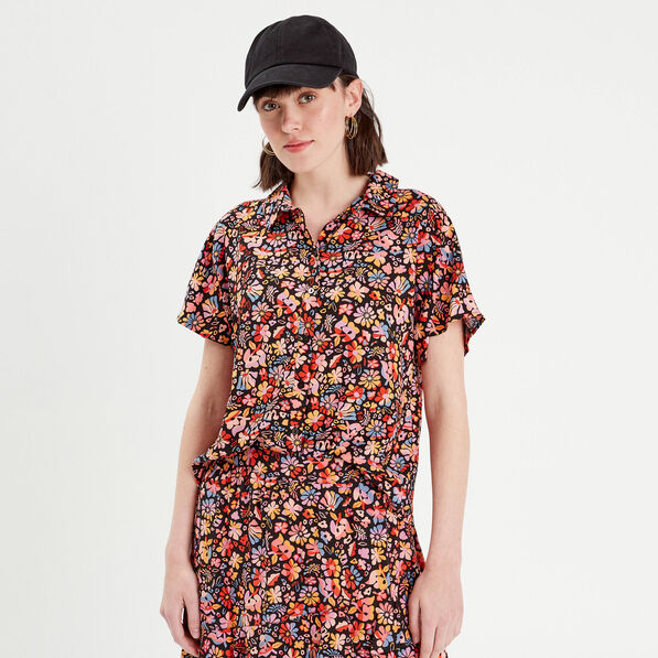 chemise manches courtes noir femme Chemise manches courtes noir femme