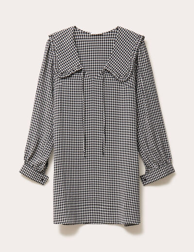 Robe col V noir femme