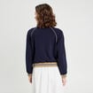 Sweat manches longues zippé bleu marine femme