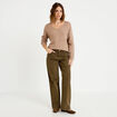 Pull avec col en V taupe femme