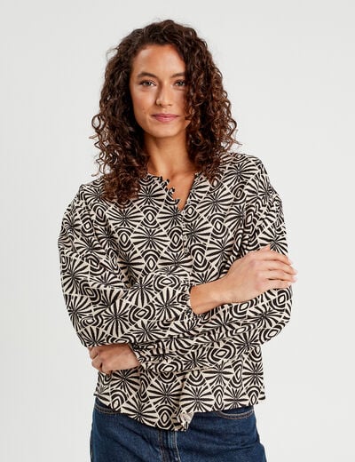 Blouse manches longues noir femme