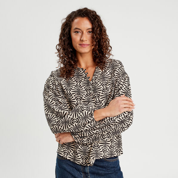 Blouse manches longues noir femme