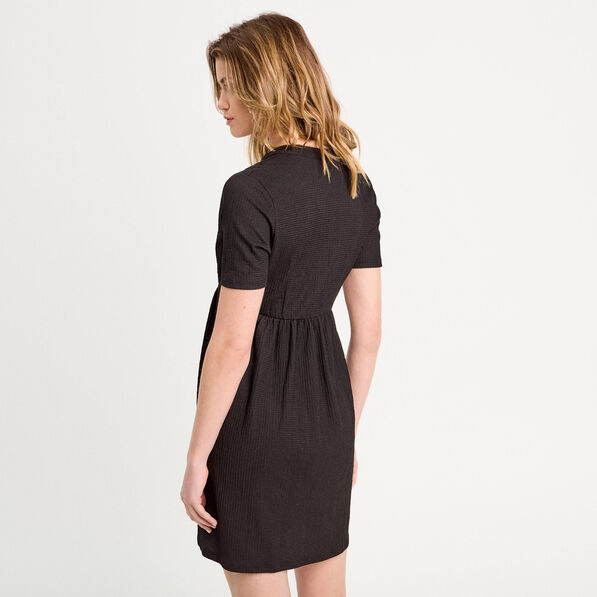 Robe droite broderie noir femme