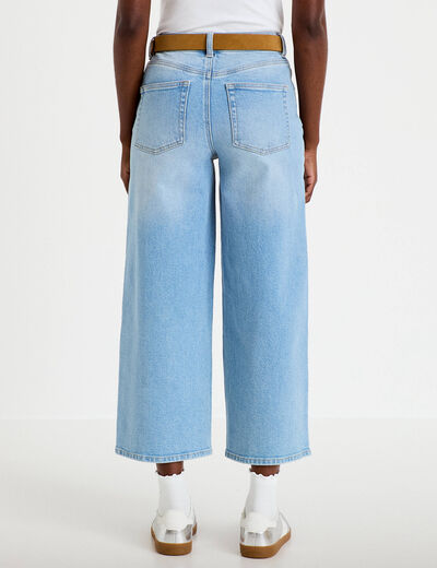 Jean wide leg taille haute ceinture denim triple stone femme