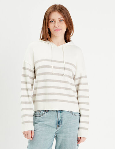 Pull à capuche gris clair femme