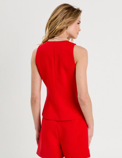 Veston sans manches rouge femme