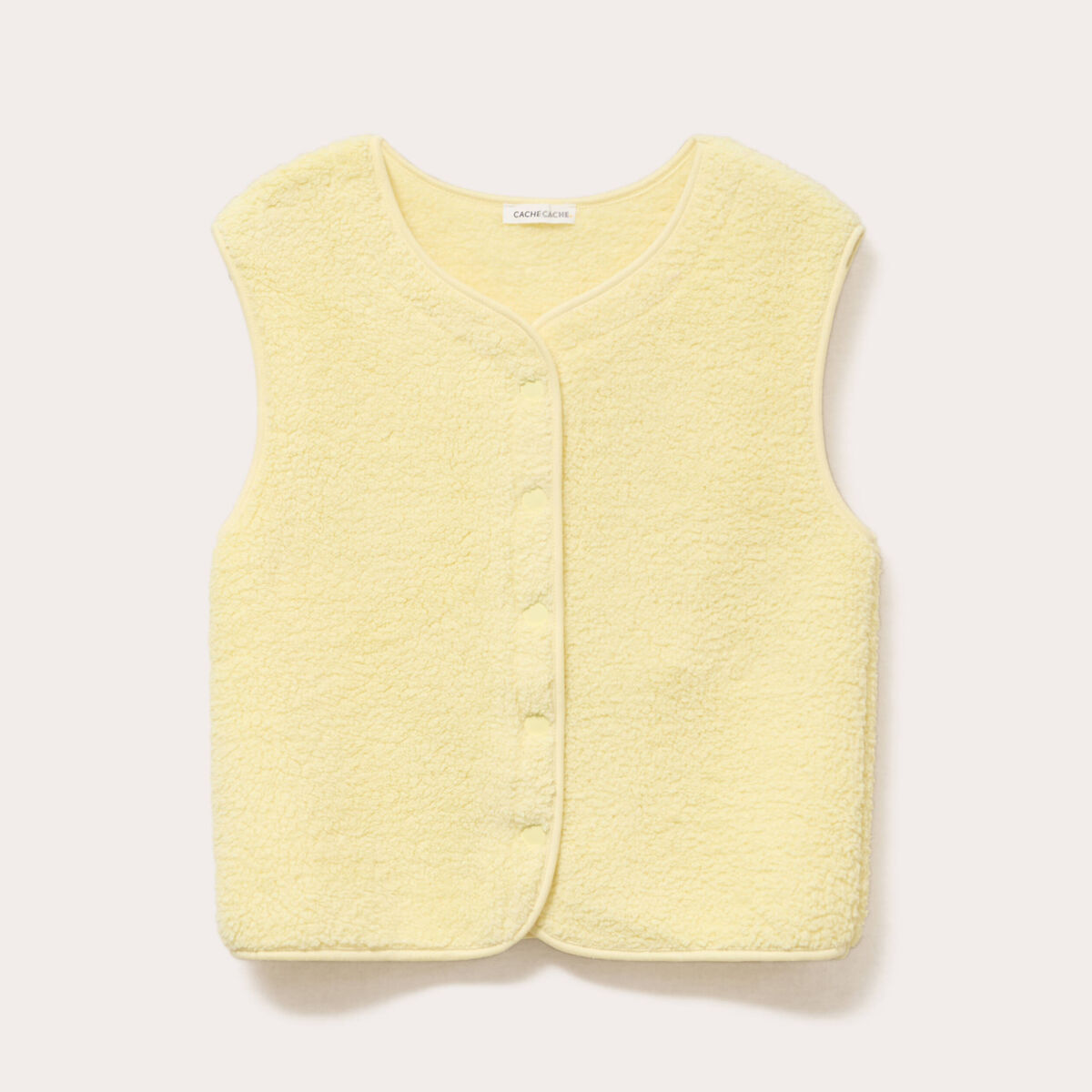 Gilet sans manches effet polaire jaune clair femme