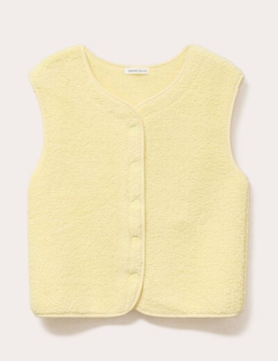 Gilet sans manches effet polaire jaune clair femme