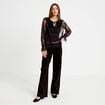 Blouse manches longues en dentelle noir femme