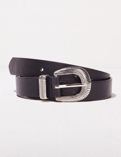 Ceinture avec boucle western noir femme