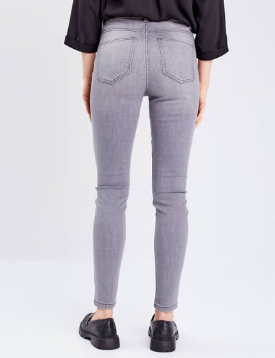 Jeans skinny taille haute denim gris clair femme