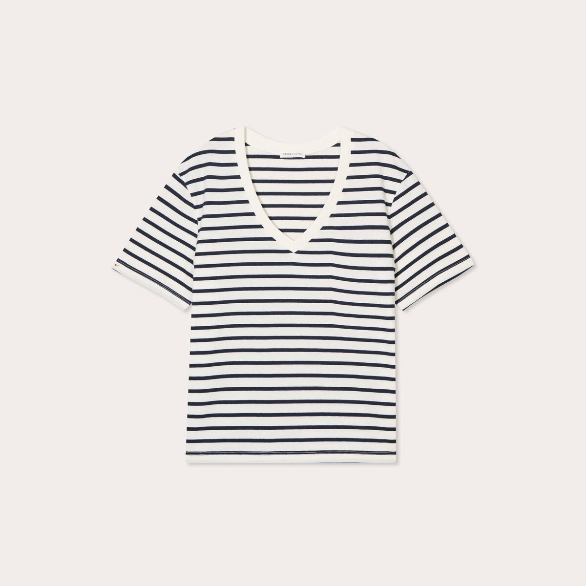T-shirt oversize col en V bleu foncé femme