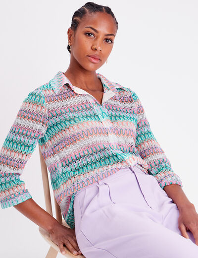 Chemise aspect crochet beige femme
