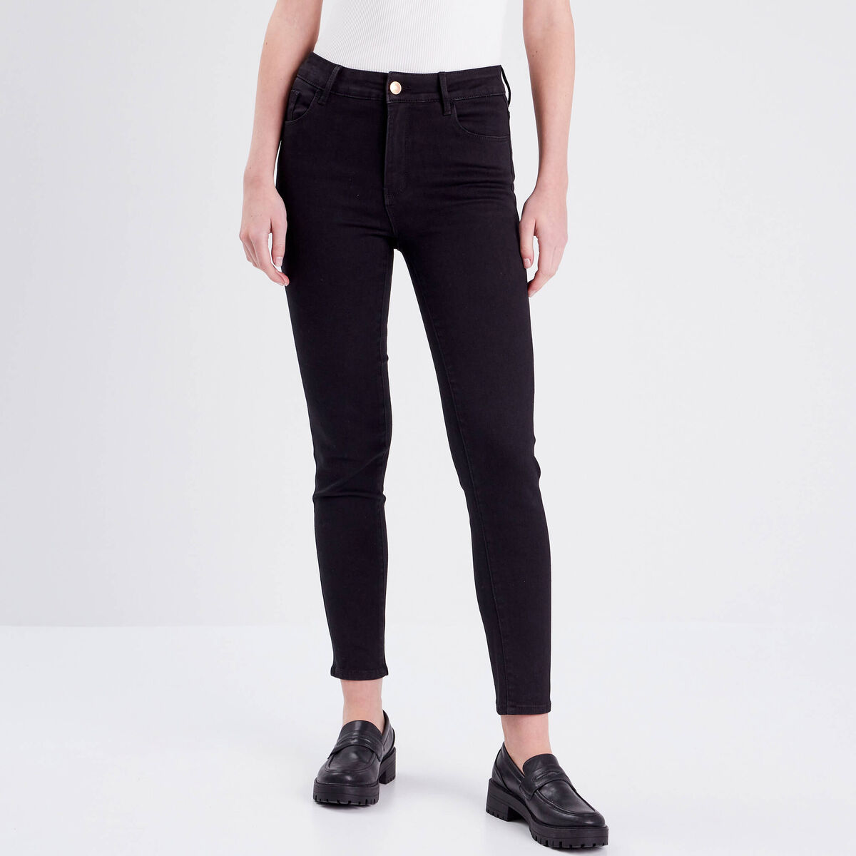 Jeans slim 5 poches denim noir femme