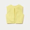 Gilet barman ample cropped pliss&eacute; jaune citron femme