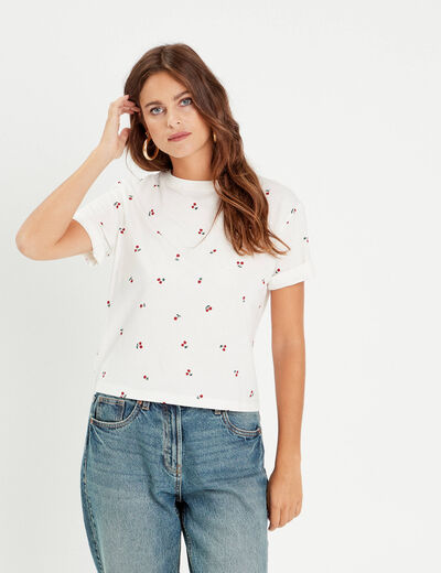 T-shirt manches courtes blanc femme