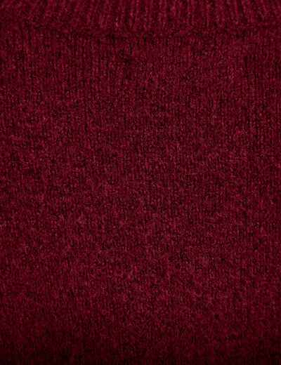 Pull col rond bordeaux femme