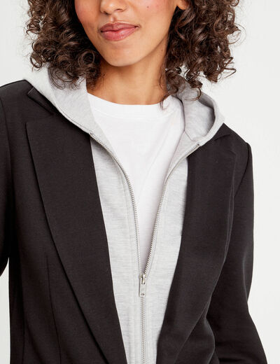 Veste blazer 2-en-1 gilet noir femme