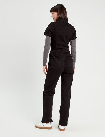 Combinaison pantalon en jean denim noir femme