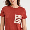 T-shirt manches courtes marron cognac femme