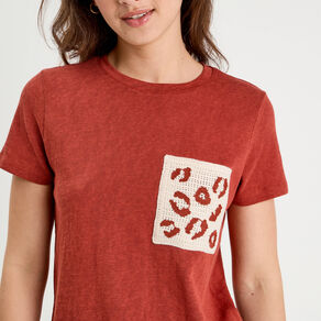 t shirt manches courtes marron cognac femme T-shirt manches courtes marron cognac femme