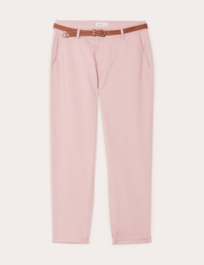 Pantalon chino 7/8ème rose pastel femme