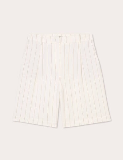 Bermuda droit pinces blanc femme