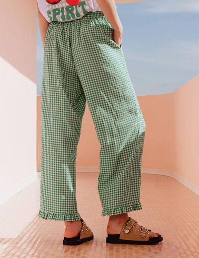 Pantalon large 7/8ème vert émeraude femme