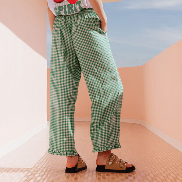 Pantalon large 7/8ème vert émeraude femme