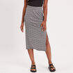 Jupe longue droite fronces noir femme