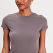 T-shirt manches courtes côtelé gris foncé femme