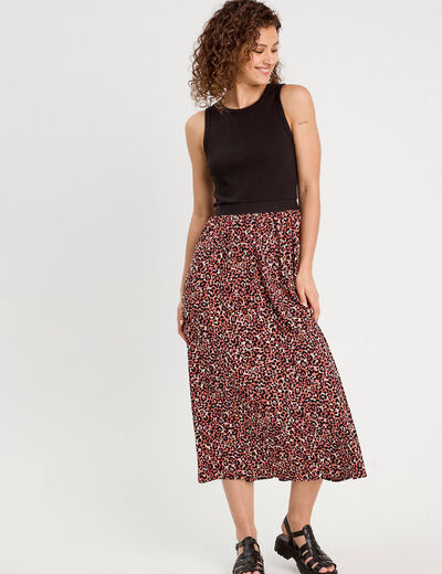 Robe longue effet 2-en1 rouge femme