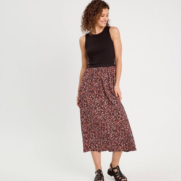 Robe longue effet 2-en1 rouge femme
