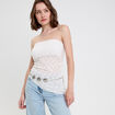 Bandeau ajusté sans manches dentelle ecru femme