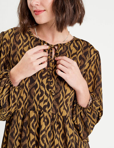 Blouse manches longues marron femme